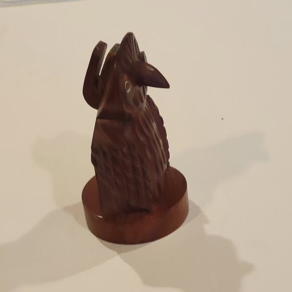 Vintage Hand Carved Wooden Eyeglasses Holder Owl Figurine - Picture 4 of 13